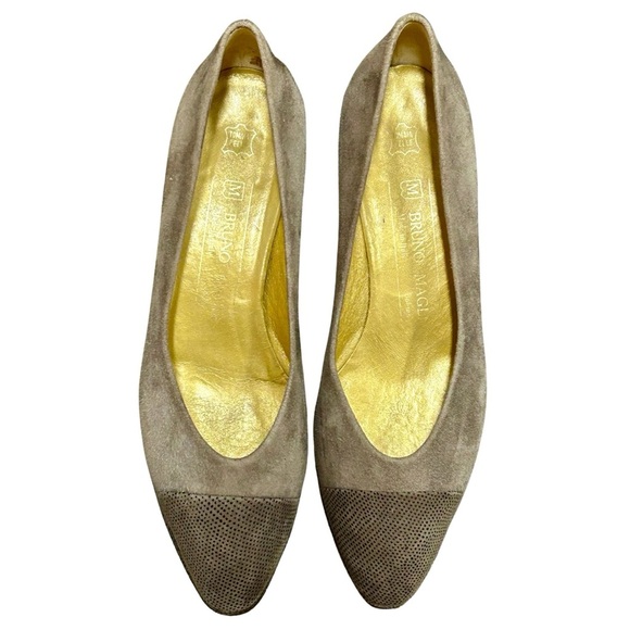 Bruno Magli Taupe Suede & Leather Cap Toe Pumps – Size 7.5B – Made in Italy - Picture 1 of 8